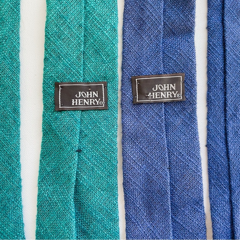 Vintage Lot 2 John Henry Wool Lambswool Knit Neck Ties Skinny 2.5” Wide - Picture 5 of 6